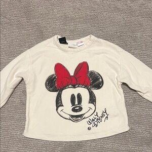 Zara Disney Kids White and Red Minnie Mouse Long Sleeve Sweater